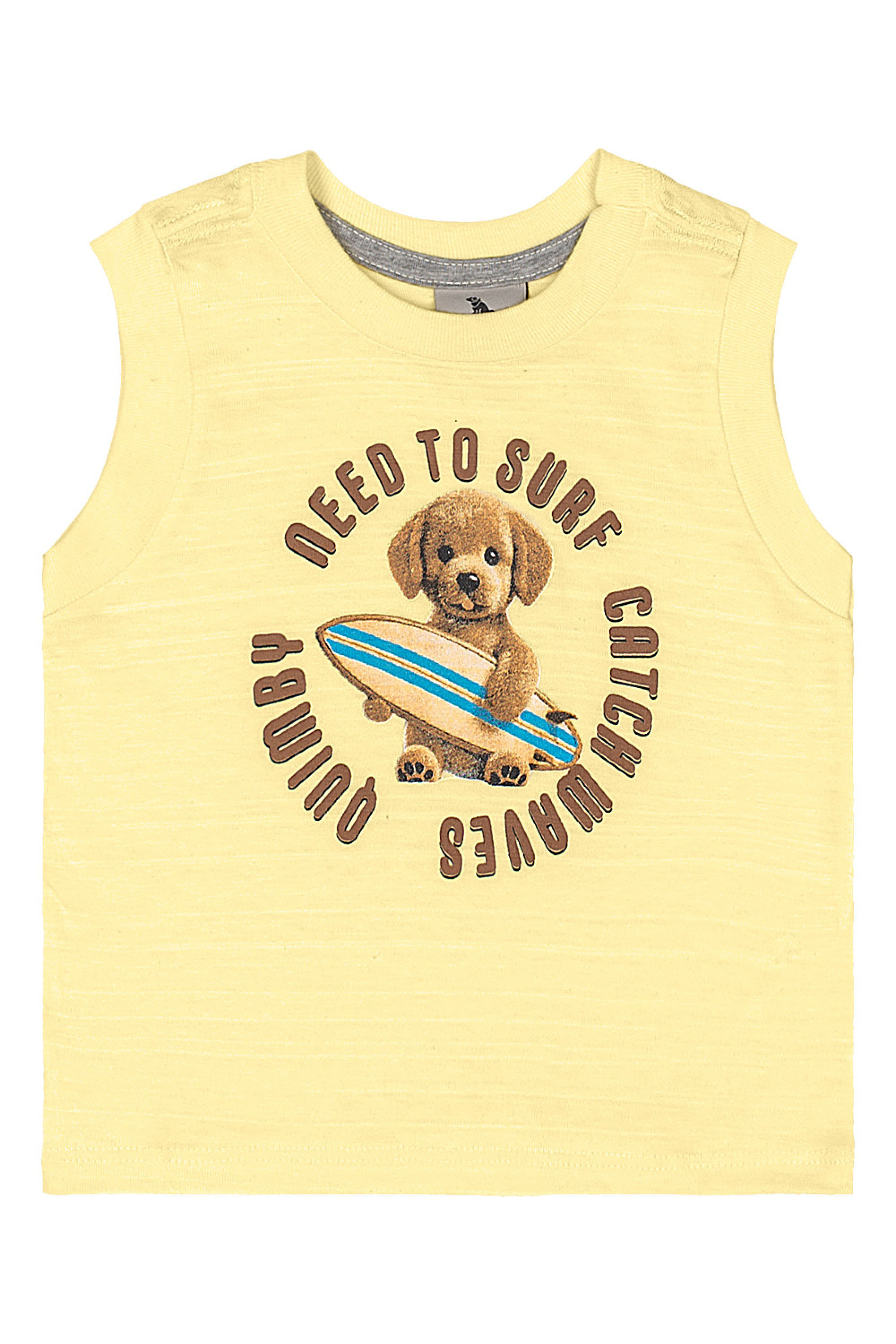Conjunto Surf Dog para Bebê Menino com Regata e Bermuda (Amarelo Claro) Quimby - Imagem 9
